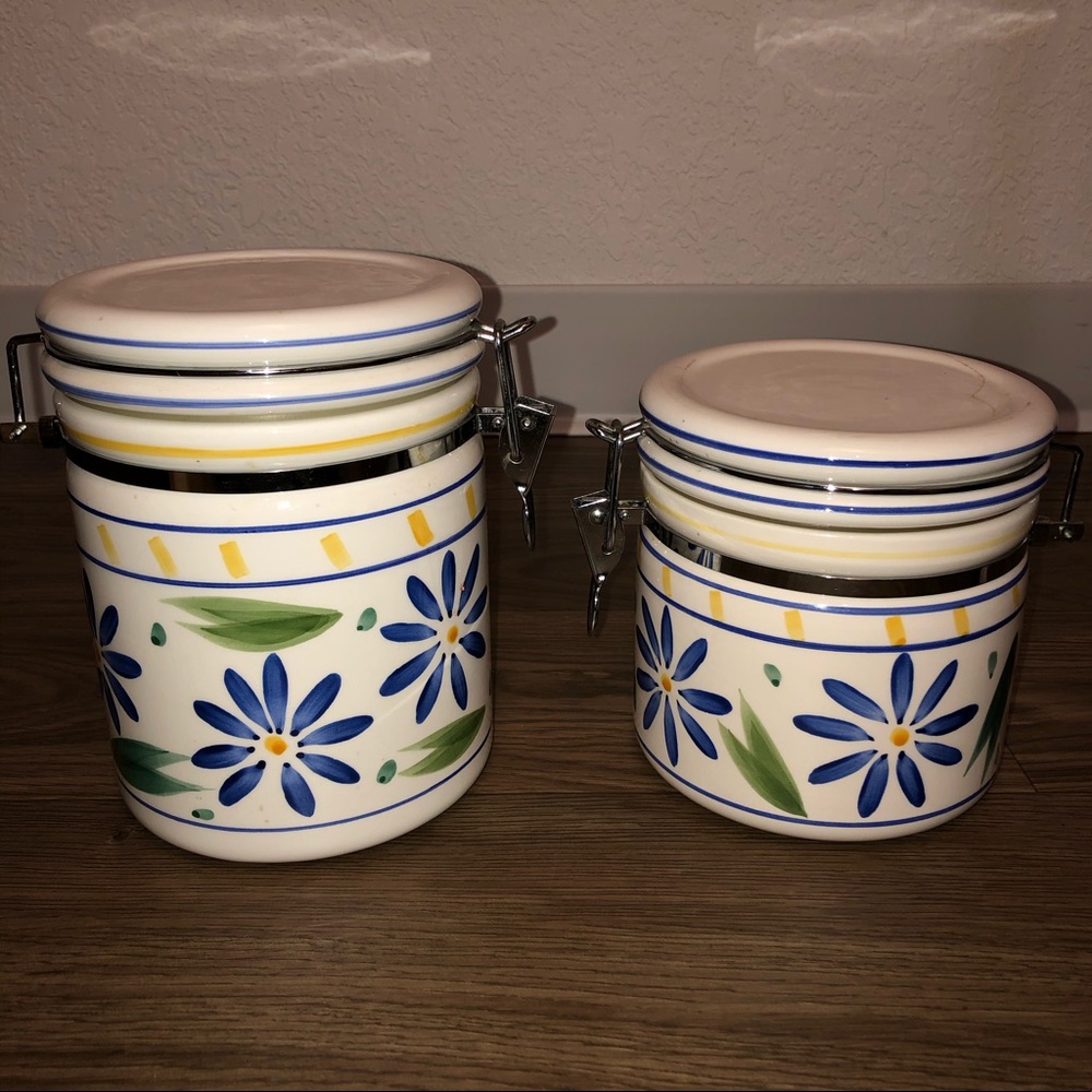 Boho Floral Ceramic Storage Jars Set